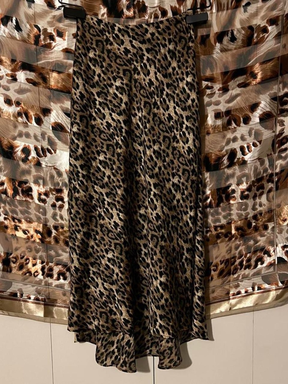 Zara Leopard Print Maxi Skirt in Black and Brown